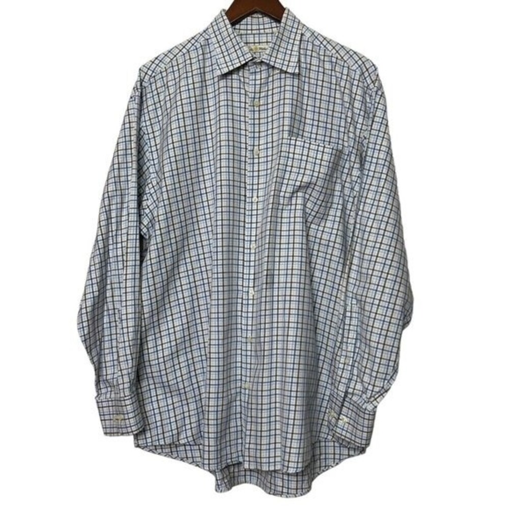 Peter Millar Men’s Button Up Long Sleeve Dress Shirt Quality Relax Fit Large